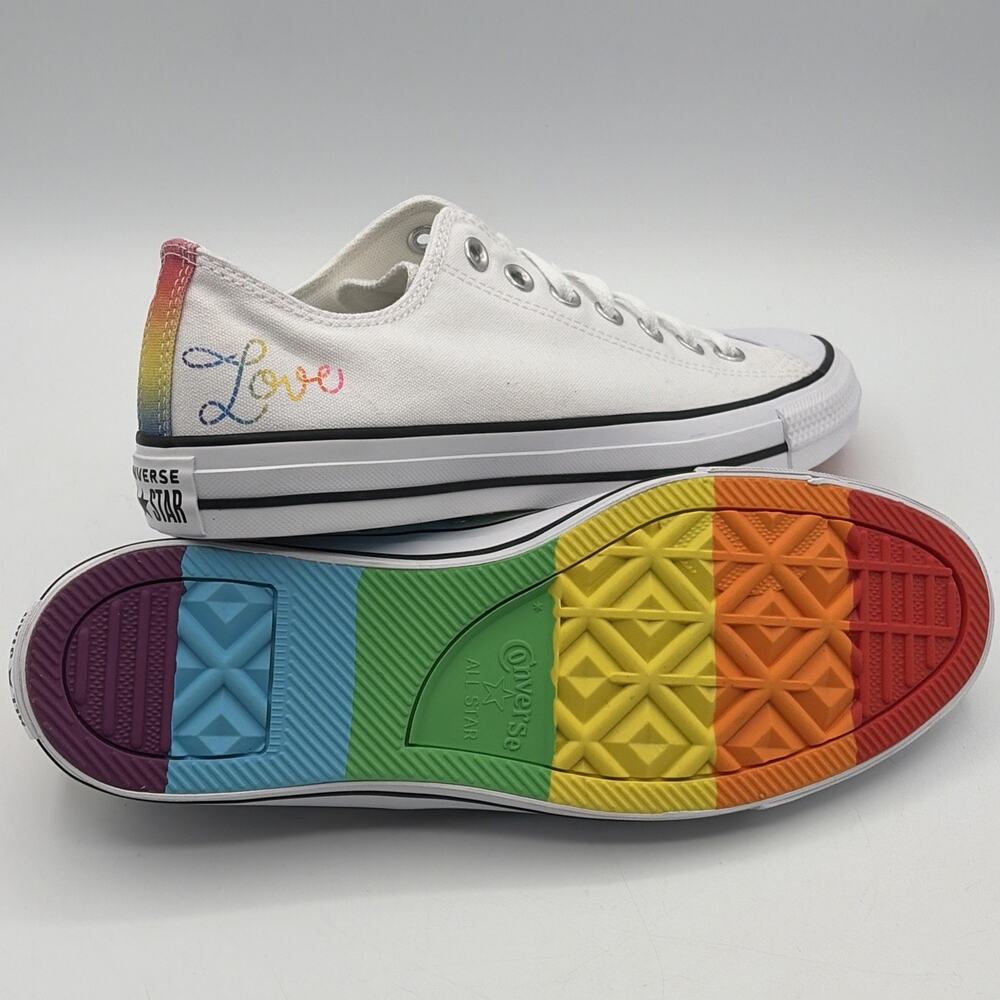 Converse Chuck Taylor All Star Low Top Unisex Women 11 Men 9 Pride Rainbow White